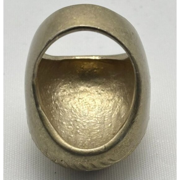 Vintage Kiam Family Large High Dome Textured Brass Ring From 1970s Unisex Signed - Picture 15 of 16